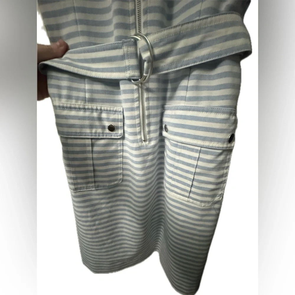 Nautical/Costal Women’s Striped Utility Dress w/ Belt 14 - Picture 2 of 7
